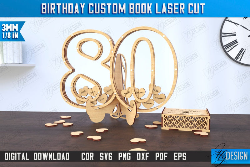 Birthday Guest Signing Board | Guestbook Alternative Laser Cut | Birthday Party Decoration | CNC File SVG Fly Design 