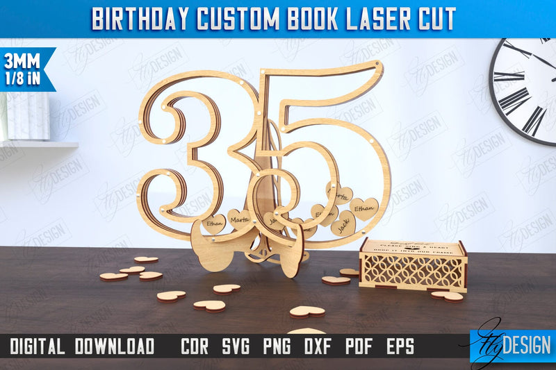 Birthday Guest Signing Board | Guestbook Alternative Laser Cut | Birthday Party Decoration | CNC File SVG Fly Design 