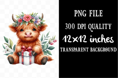 Birthday Highland Cow Clipart Sublimation SVGista 