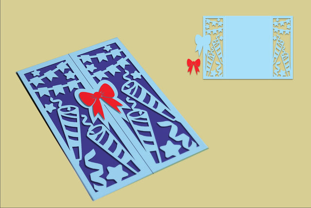 Birthday Invitation Template, TriFold Birthday Papercut, Gate-fold Birthday card 3D Paper zafrans studio 