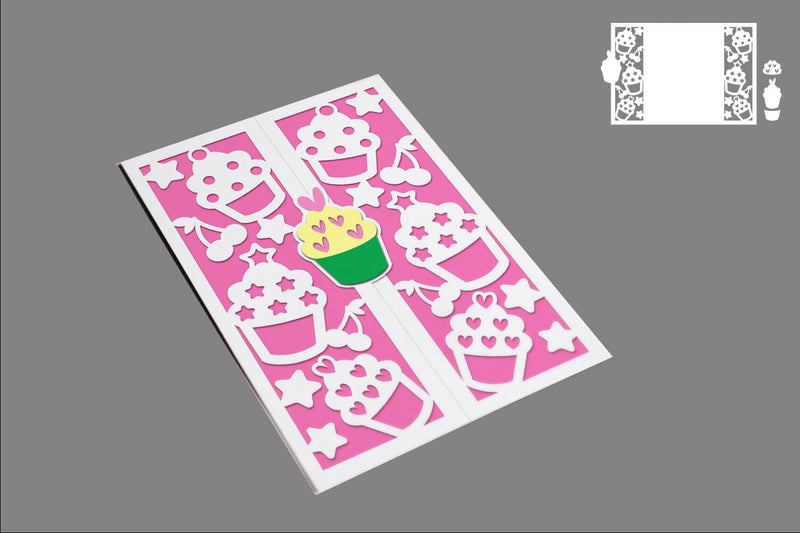 Birthday Invitation Template, TriFold Birthday Papercut, Gate-fold Birthday card SVG zafrans studio 