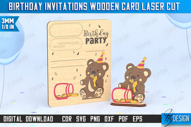 Birthday Invitations Laser Cut | Birthday Party | Wooden Invitation Card | CNC File SVG Fly Design 