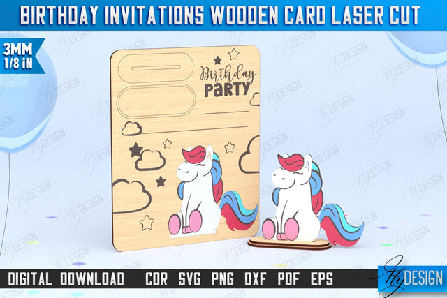 Birthday Invitations Laser Cut | Birthday Party | Wooden Invitation Card | CNC File SVG Fly Design 