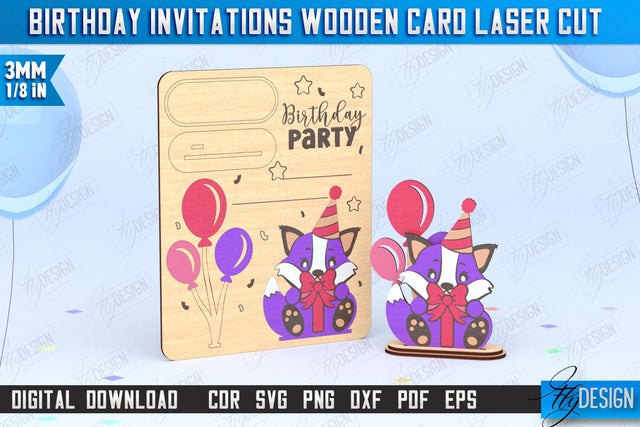 Birthday Invitations Laser Cut | Birthday Party | Wooden Invitation Card | CNC File SVG Fly Design 