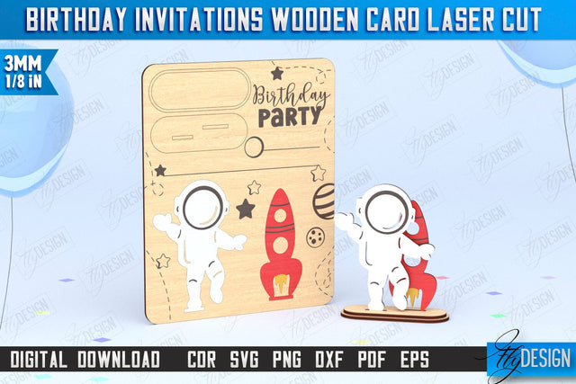 Birthday Invitations Laser Cut | Birthday Party | Wooden Invitation Card | CNC File SVG Fly Design 