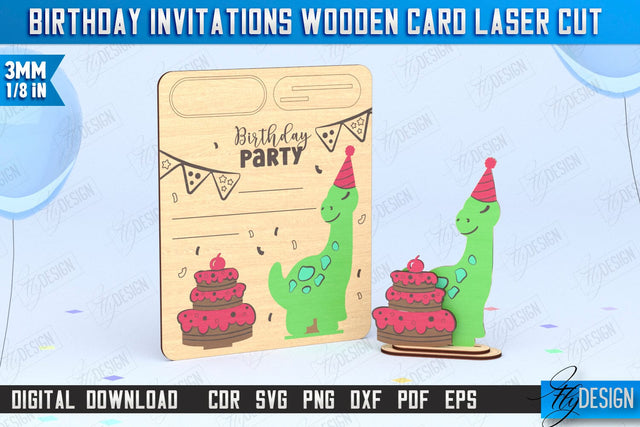 Birthday Invitations Laser Cut | Birthday Party | Wooden Invitation Card | CNC File SVG Fly Design 