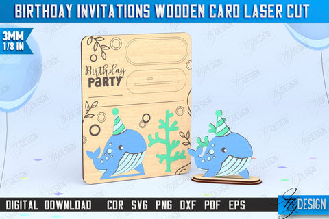Birthday Invitations Laser Cut Bundle | Birthday Party | Wooden Invitation Card | CNC Files SVG Fly Design 