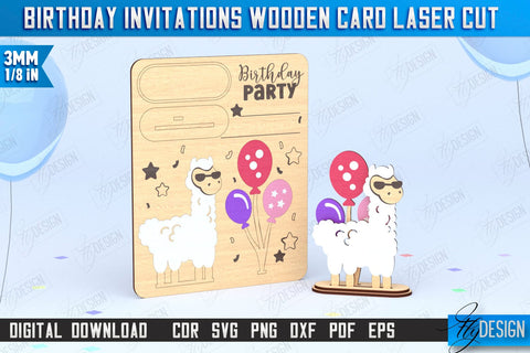 Birthday Invitations Laser Cut Bundle | Birthday Party | Wooden Invitation Card | CNC Files SVG Fly Design 