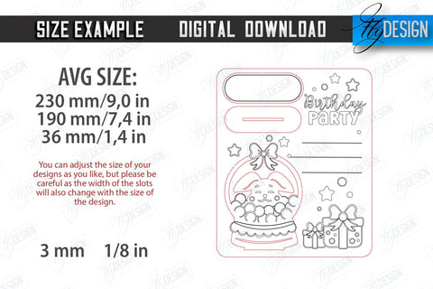 Birthday Invitations Laser Cut Bundle | Birthday Party | Wooden Invitation Card | CNC Files SVG Fly Design 