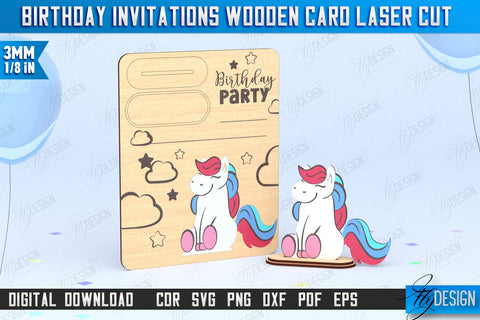 Birthday Invitations Laser Cut Bundle | Birthday Party | Wooden Invitation Card | CNC Files SVG Fly Design 