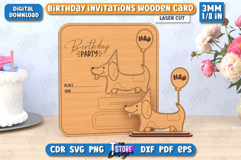Birthday Invitations Laser Cut Bundle | Birthday Party | Wooden Invitation Card | CNC Files SVG The T Store Design 