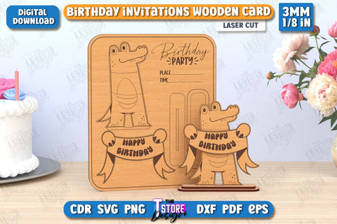 Birthday Invitations Laser Cut Bundle | Birthday Party | Wooden Invitation Card | CNC Files SVG The T Store Design 