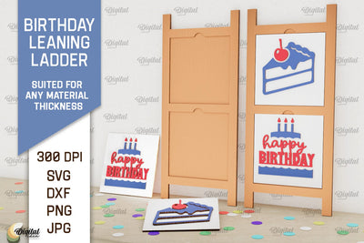 Birthday Leaning Ladder Laser Cut. Happy Birthday Sign SVG SVG Evgenyia Guschina 
