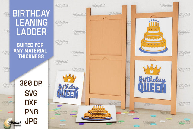 Birthday Leaning Ladder Laser Cut. Happy Birthday Sign SVG SVG Evgenyia Guschina 
