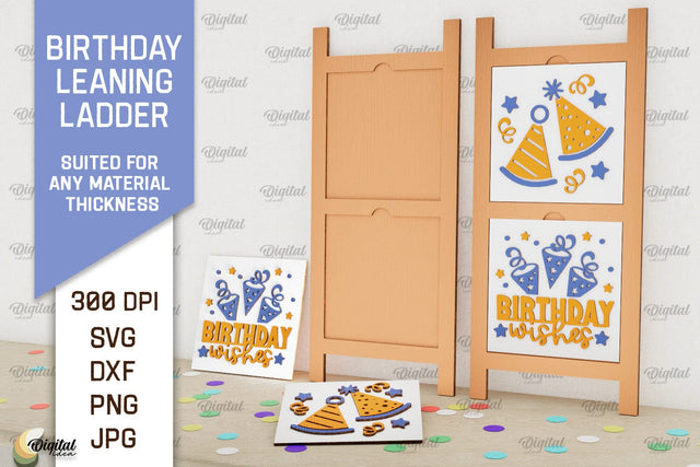 Birthday Leaning Ladder Laser Cut. Happy Birthday Sign SVG SVG Evgenyia Guschina 