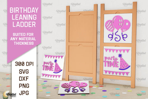 Birthday Leaning Ladders LaserCut Bundle. Happy Birthday SVG SVG Evgenyia Guschina 