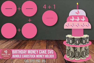 Birthday Money Cake SVG Designs - Cardstock Money Holder SVG jacpot007 
