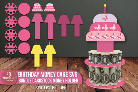 Birthday Money Cake SVG Designs - Cardstock Money Holder SVG jacpot007 