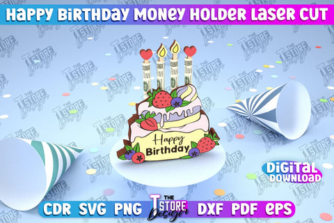 Birthday Money Holder Bundle | Greeting Cards Design | Money Card Laser Cut | CNC Files SVG The T Store Design 