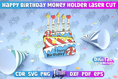 Birthday Money Holder | Greeting Cards Design | Money Card Laser Cut | CNC File SVG The T Store Design 