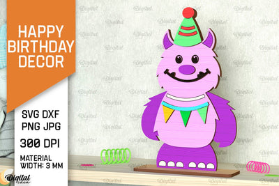 Birthday Monster SVG Design. Happy Birthday Decor Laser Cut SVG Evgenyia Guschina 