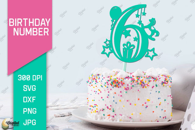 Birthday Number LaserCut. Birthday Topper Papercut. Number 6 3D Paper Evgenyia Guschina 