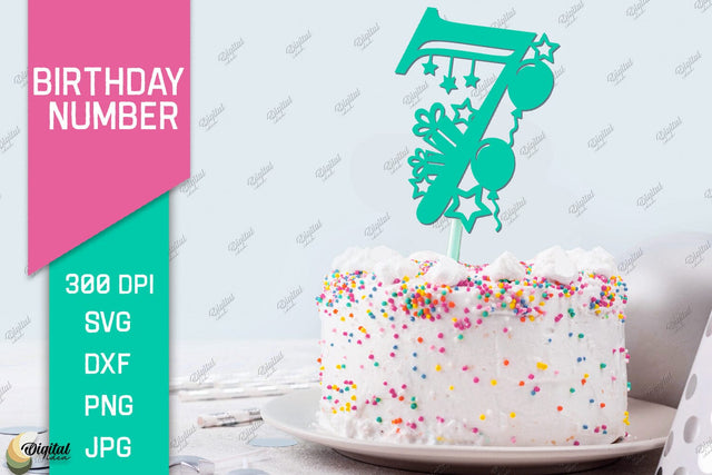 Birthday Number LaserCut. Birthday Topper Papercut. Number 7 3D Paper Evgenyia Guschina 