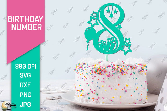 Birthday Number LaserCut. Birthday Topper Papercut. Number 8 3D Paper Evgenyia Guschina 