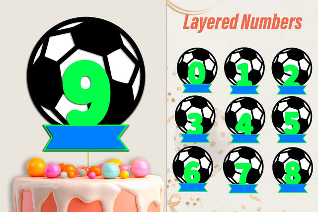 Birthday numbers cake topper svg, 3d Football numbers svg SVG AnastasiyaArtDesign 