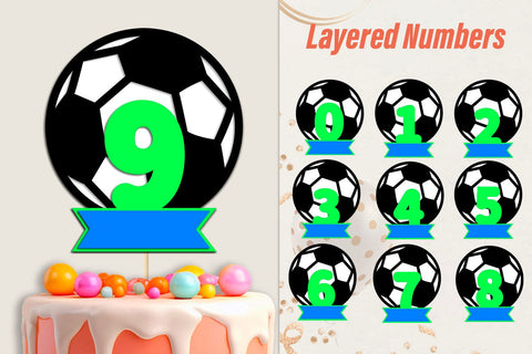 Birthday numbers cake topper svg, 3d Football numbers svg SVG AnastasiyaArtDesign 