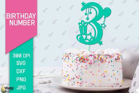 Birthday Numbers Laser Cut Bundle. Birthday Toppers Paper Cut 3D Paper Evgenyia Guschina 