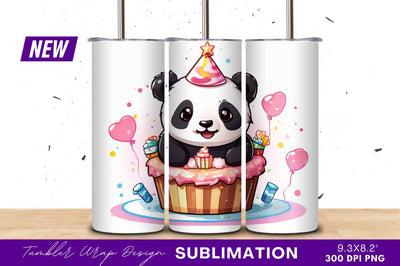 Birthday Panda In Cupcake Cartoon Celebration Sublimation Regulrcrative 