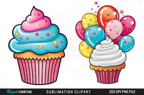 Birthday Party Watercolor Clipart Bundle Sublimation Regulrcrative 