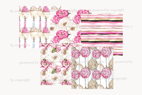 Birthday Peonies Digital Paper | Pink Celebration Patterns Digital Pattern GlamArtZhanna 