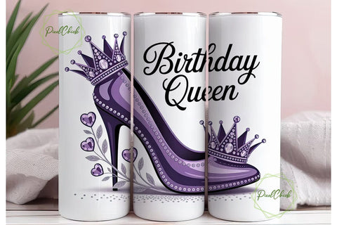 Birthday Queen 20oz Tumbler Wrap Sublimation PixelChick 