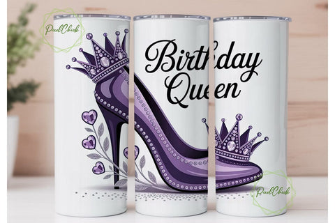 Birthday Queen 20oz Tumbler Wrap Sublimation PixelChick 