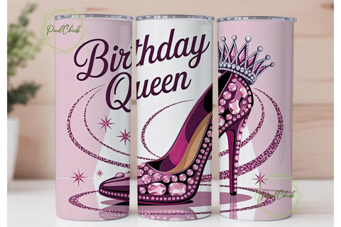 Birthday Queen 20oz Tumbler Wrap Sublimation PixelChick 