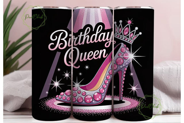 Birthday Queen 20oz Tumbler Wrap Sublimation PixelChick 