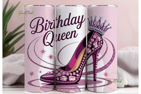 Birthday Queen 20oz Tumbler Wrap Sublimation PixelChick 