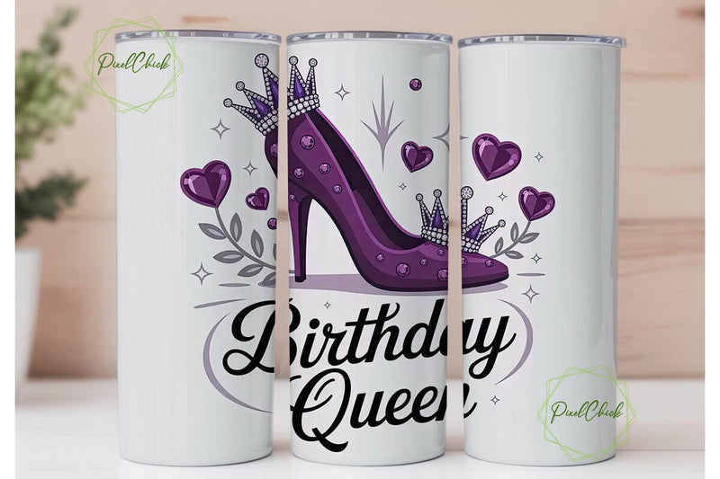Birthday Queen 20oz Tumbler Wrap Sublimation PixelChick 