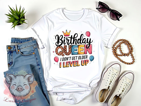 Birthday Queen PNG, Level Up, Sublimation Design, Digital Download, Birthday Gifts, Fun Quote, Birthday Celebration, Age is Just a Number Sublimation Lara' s Designs 