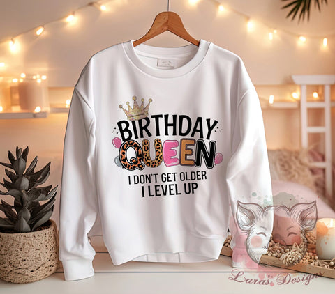 Birthday Queen PNG, Level Up, Sublimation Design, Digital Download, Birthday Gifts, Fun Quote, Birthday Celebration, Age is Just a Number Sublimation Lara' s Designs 
