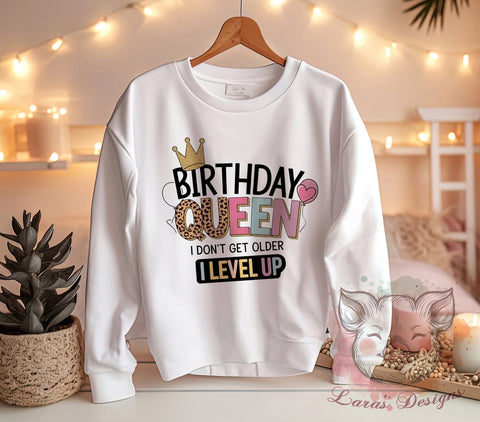 Birthday Queen PNG, Level Up, Sublimation Design, Digital Download, Birthday Gifts, Fun Quote, Birthday Celebration, Age is Just a Number Sublimation Lara' s Designs 