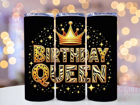 Birthday Queen Tumbler, 20oz Wrap, Sublimation Design, Digital Download, Crown Tumbler Print, Birthday Party Decor, Glitter Tumbler Sublimation SvggirlplusArt 