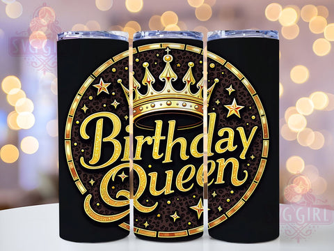 Birthday Queen Tumbler, 20oz Wrap, Sublimation Design, Digital Download, Crown Tumbler Print, Birthday Party Decor, Glitter Tumbler Sublimation SvggirlplusArt 