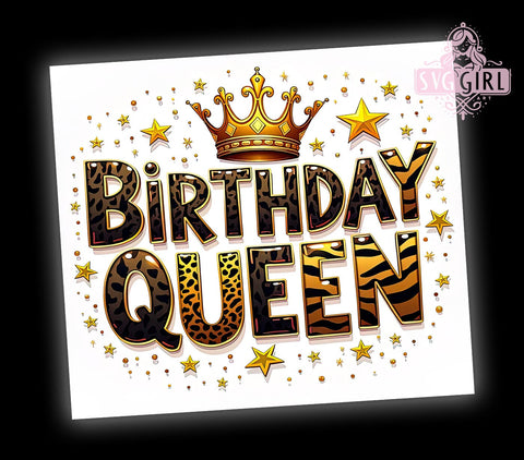 Birthday Queen Tumbler, 20oz Wrap, Sublimation Design, Digital Download, Crown Tumbler Print, Birthday Party Decor, Glitter Tumbler Sublimation SvggirlplusArt 