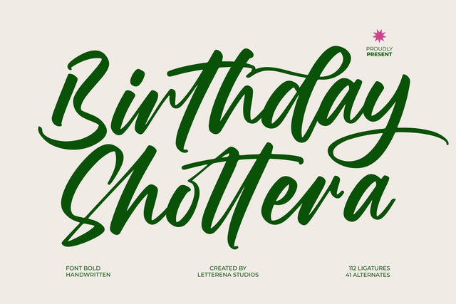 Birthday Shottera - Bold Handwritten Font Font Letterena Studios 