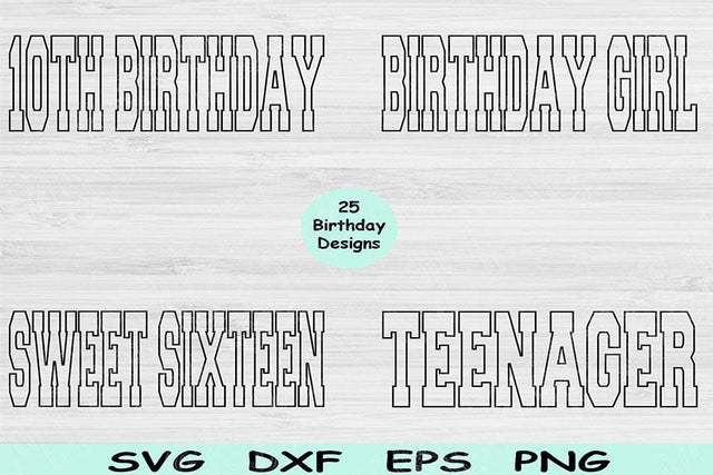 Birthday Svg Png Cut Files, Block Birthday Girl Svg Files For Cricut, Sweet Sixteen Svg Digital Designs Birthday Bundle Shirt Sublimation SVG TiffsCraftyCreations 