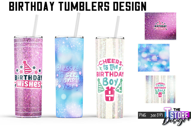 Birthday Tumbler | Happy Birthday PNG Design | 20 Oz Tumbler | Tumbler Wrap Sublimation The T Store Design 