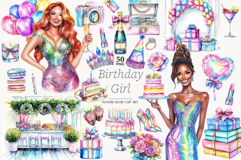 Birthday Woman Clipart | Happy Birthday PNG Celebration SVG GlamArtZhanna 